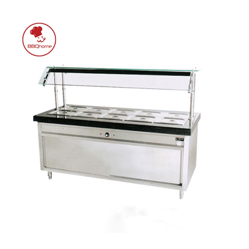 Tủ giữ nóng thức ăn 10 khay (mái kính)