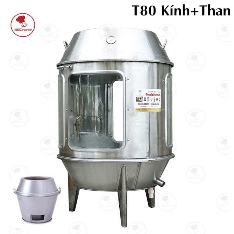 LÒ QUAY VỊT BẰNG THAN T90 CỬA KÍNH